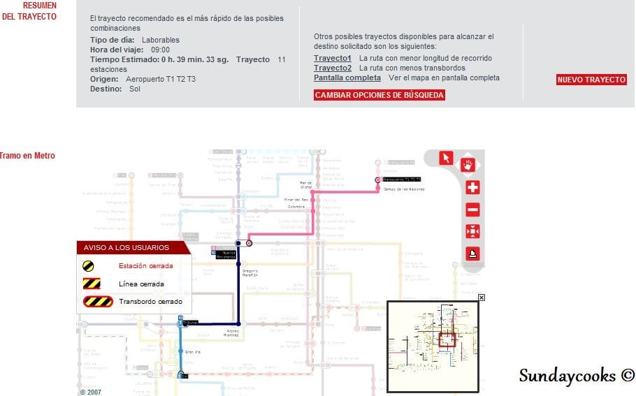 Metrô de Madri - mapa do trajeto Metrô de Madri - mapa do trajeto