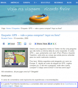 Enquete: GPS — vale a pena comprar? Aqui ou fora? Enquete: GPS — vale a pena comprar? Aqui ou fora?