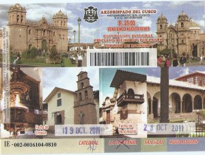 Boleto religioso de Cusco - frente