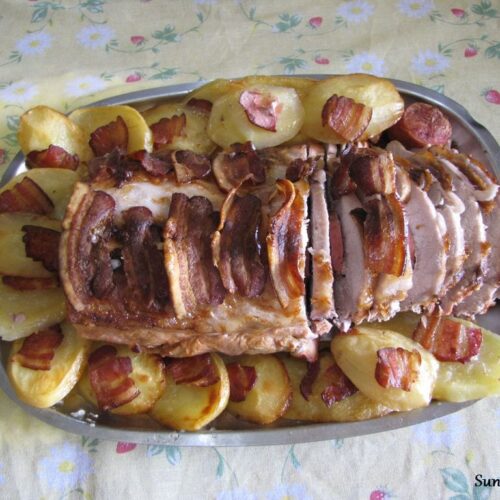 Lombo de Porco marinado batata bacon