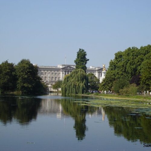 vista do jardim do Palácio de Buckingham