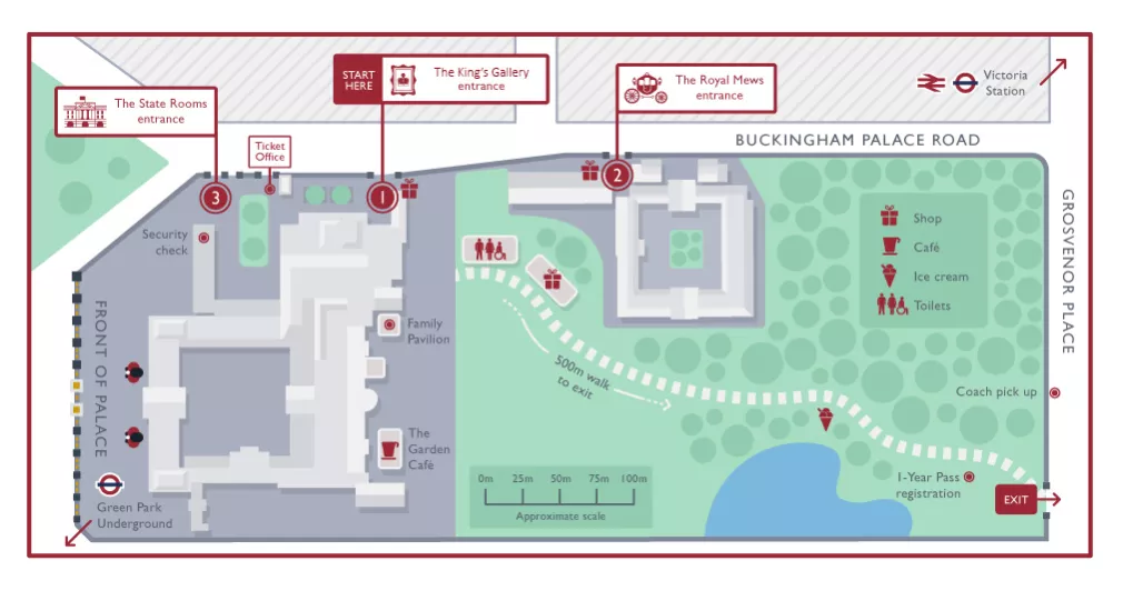 Visita ao Palácio de Buckingham - Royal Day Tour mapa