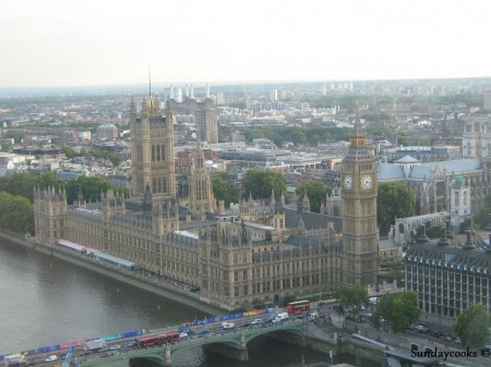 a vista do alto do London Eye