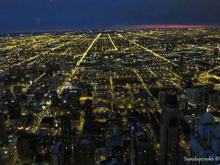360 Chicago (antido John Hancock Observatory) - vista do alto 6 luzes da cidade