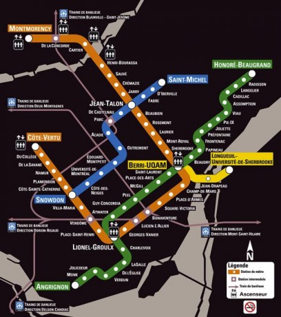 Transporte em Montreal - mapa do metrô de montreal
