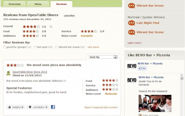 OpenTable - reviews