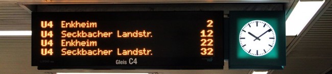 Metrô de Frankfurt - Horário do próximo metrô
