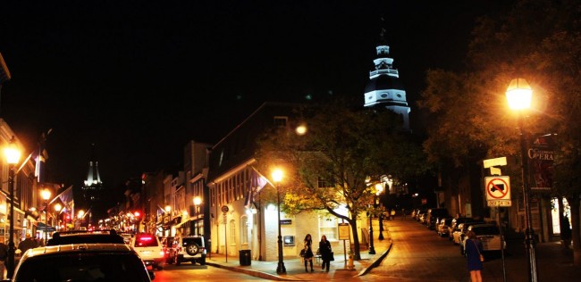 O que fazer em Annapolis - Main Street de noite
