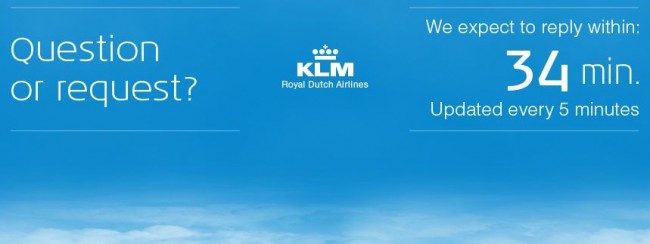 KLM nas redes sociais - tempo de espera no twitter