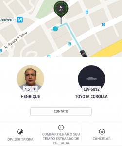 Como usar o Uber - detalhes do motorista