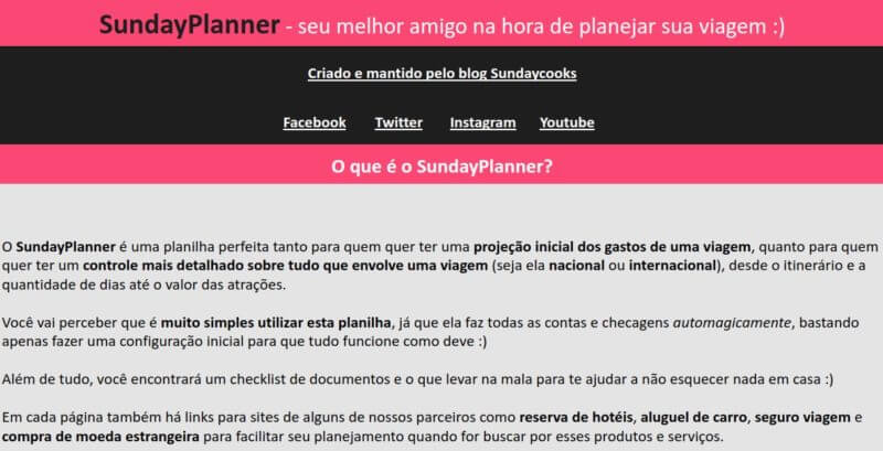 Planilha para Planejamento de Viagem - Foco na Produtividade