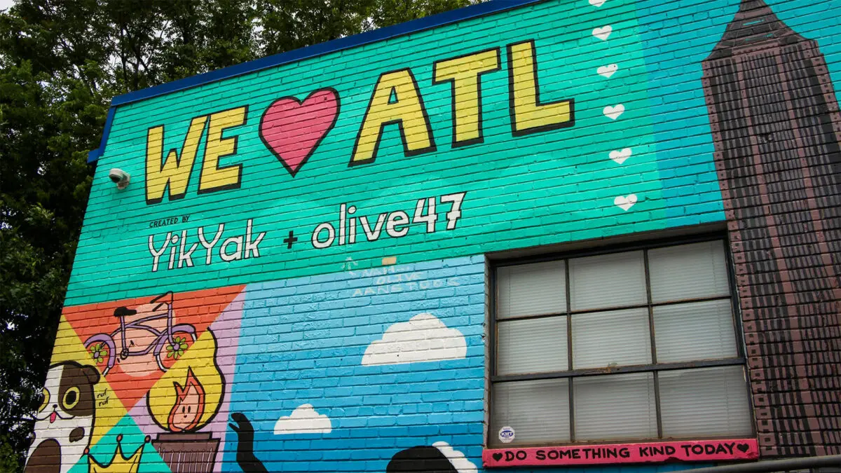 Parede grafitada em Atlanta